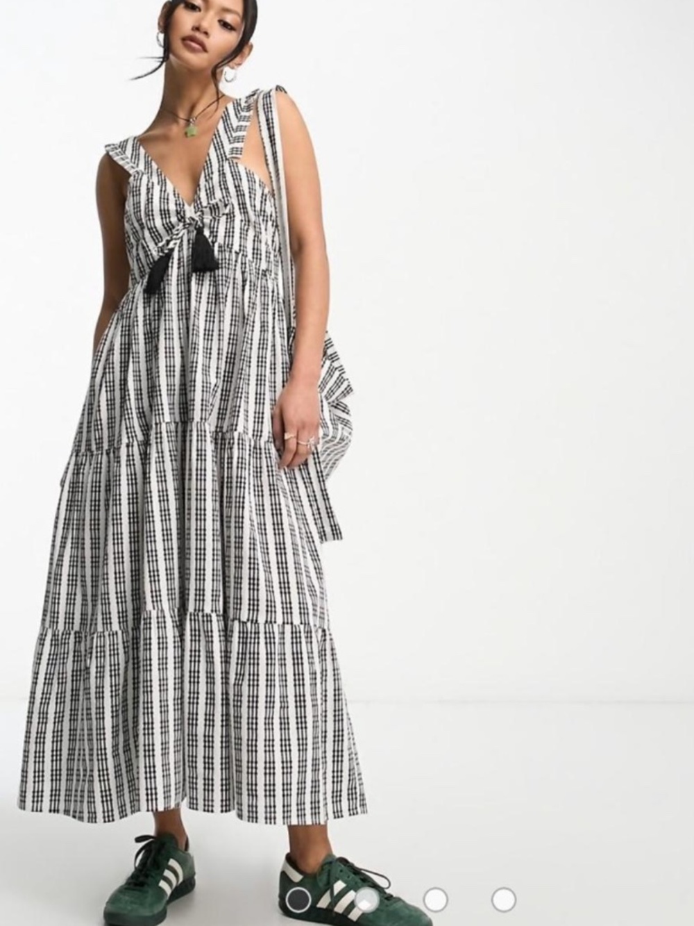 Reclaimed Vintage Striped Tiered Maxi Dress - Cottagecore Boho